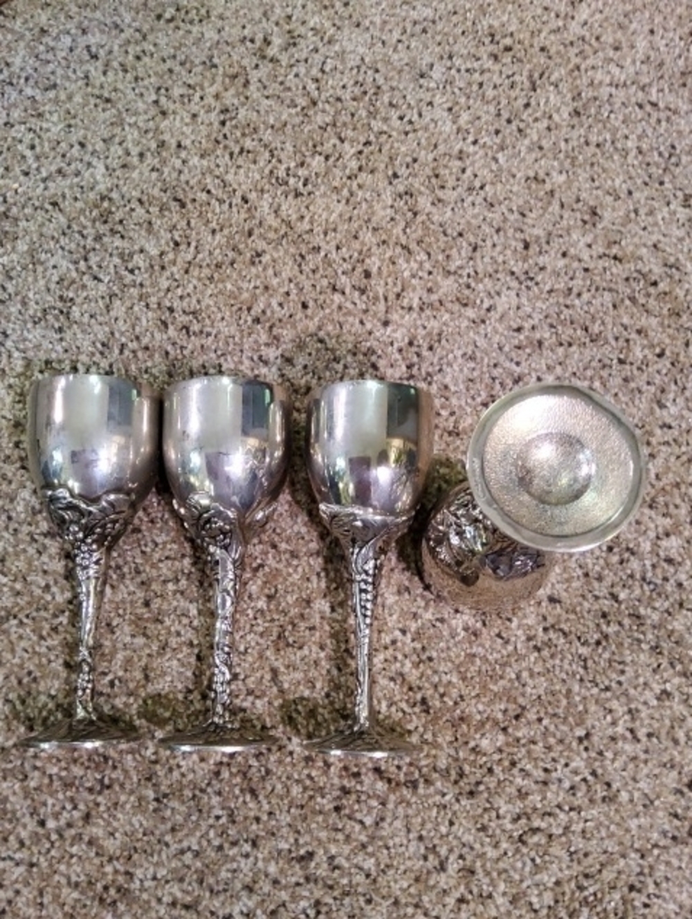 Godinger Silver-Tone Ornate Stem Wine Goblets - Set of 4